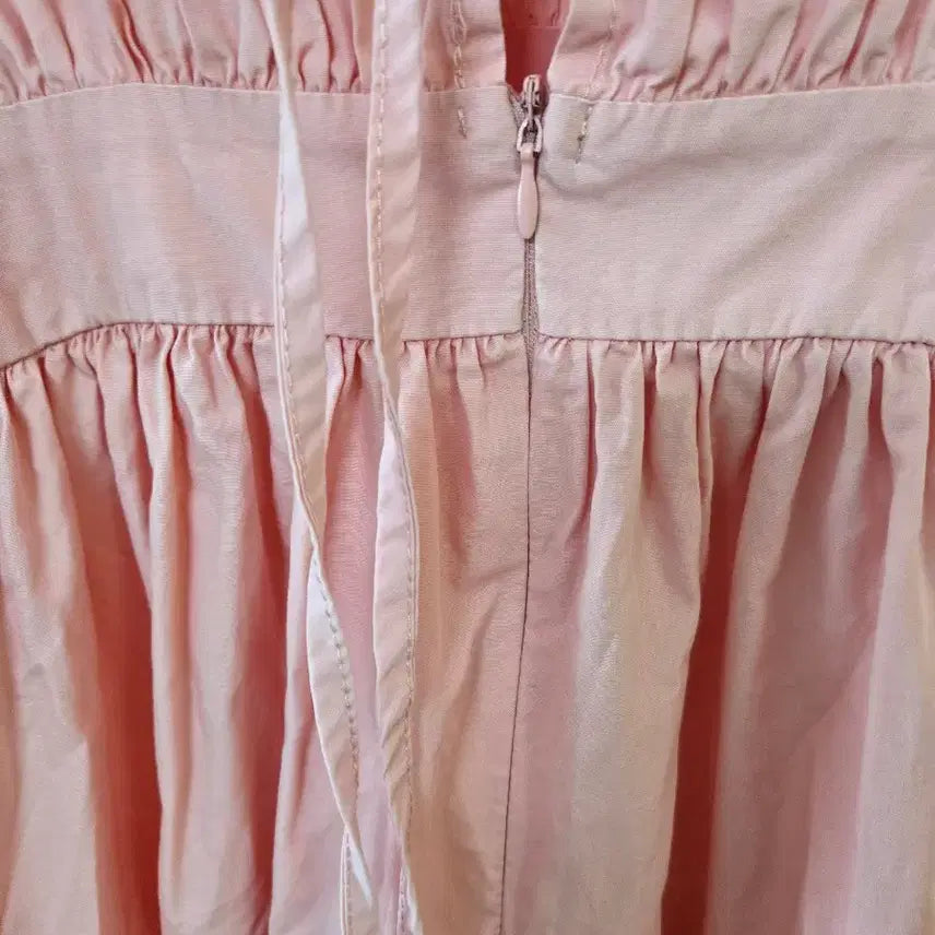[BUNJANG] Pink Puff Sleeve Ruffle Dress / 핑크 퍼프 반팔 캉캉 원피스
