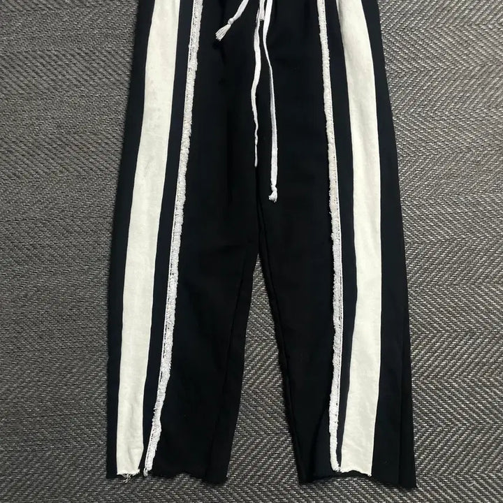 [BUNJANG] Vintage Two-Tone Tassel Line Wide Training Pants / 빈티지 투톤 테슬 라인 와이드 트레이닝 팬츠o 5554