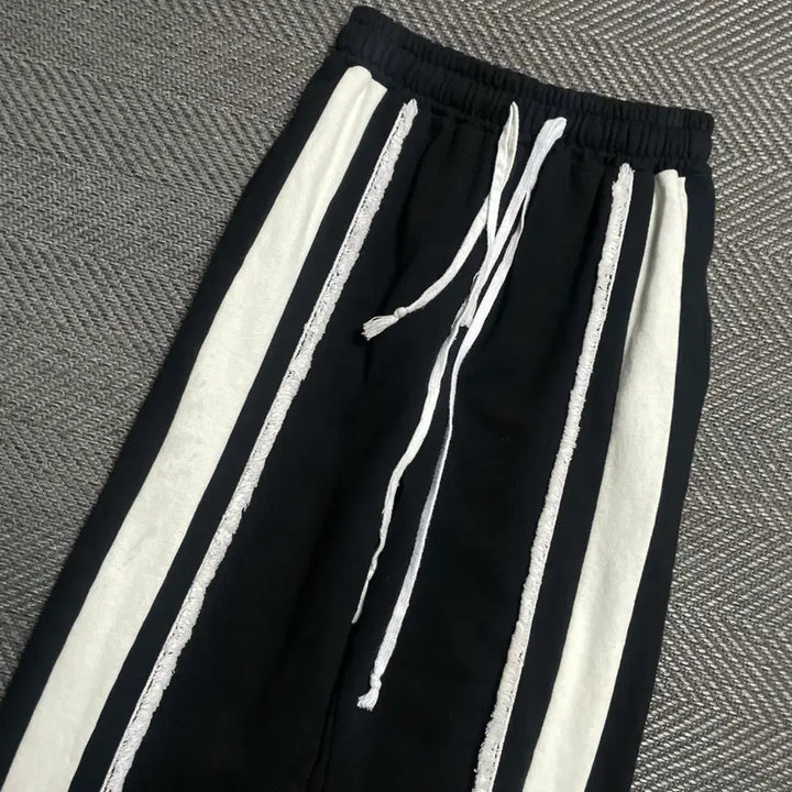 [BUNJANG] Vintage Two-Tone Tassel Line Wide Training Pants / 빈티지 투톤 테슬 라인 와이드 트레이닝 팬츠o 5554