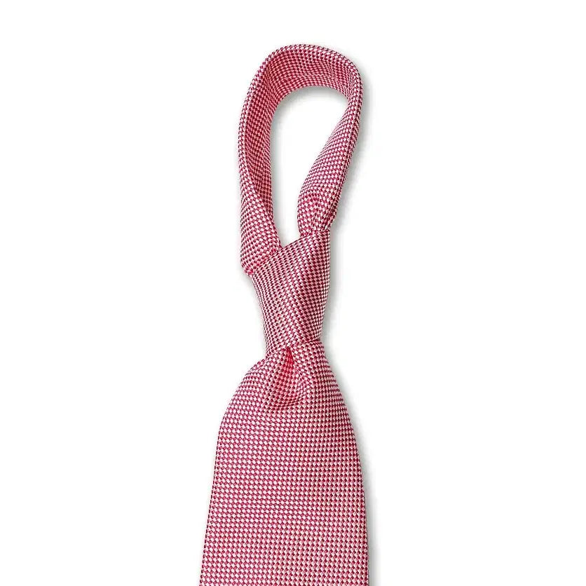 [BUNJANG] Altea Red Pink Square Pattern Silk Tie / 알테아 [Altea] 레드 핑크 스퀘어 패턴 실크 타이 이탈리아 이태리