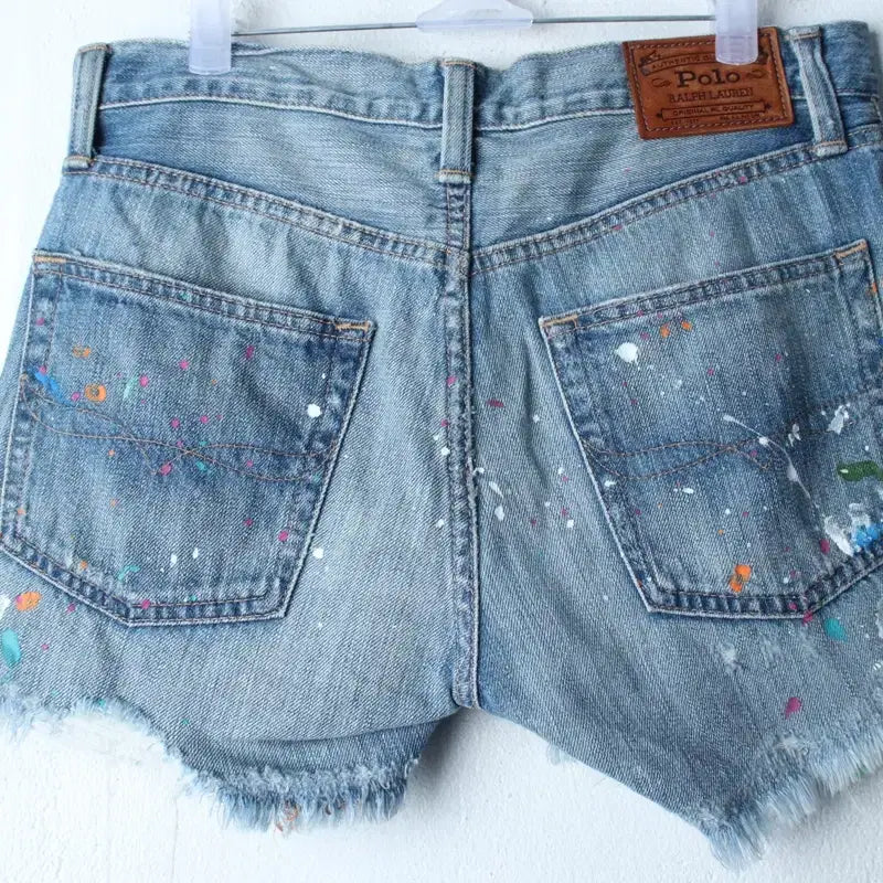 [BUNJANG] Polo Ralph Lauren Distressed Painted Denim Shorts / W(L-XL) 폴로 랄프로렌 반바지 팬츠 데님 찢청 페인팅-264A