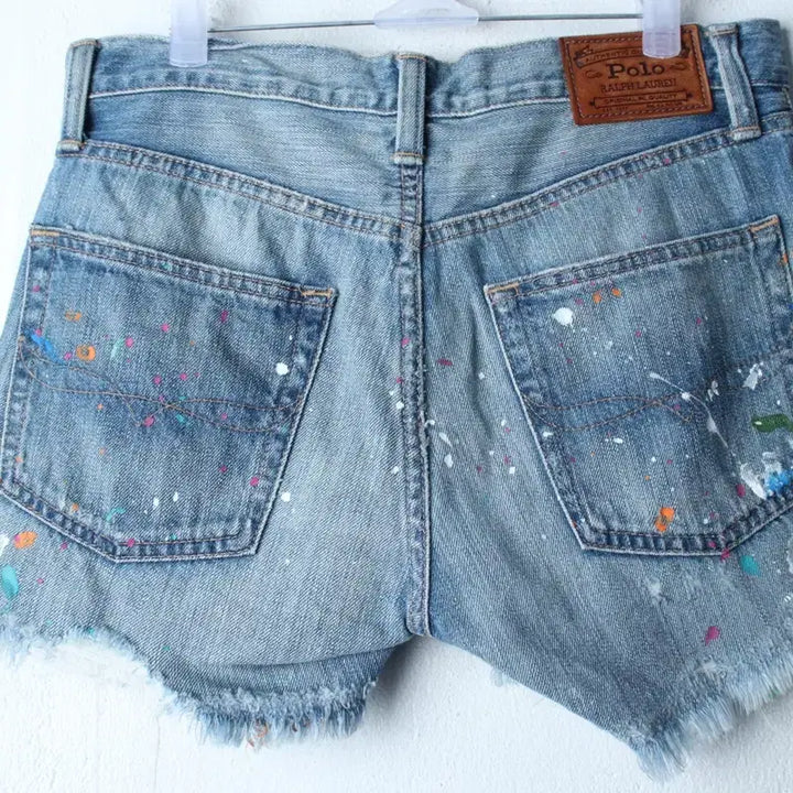 [BUNJANG] Polo Ralph Lauren Distressed Painted Denim Shorts / W(L-XL) 폴로 랄프로렌 반바지 팬츠 데님 찢청 페인팅-264A