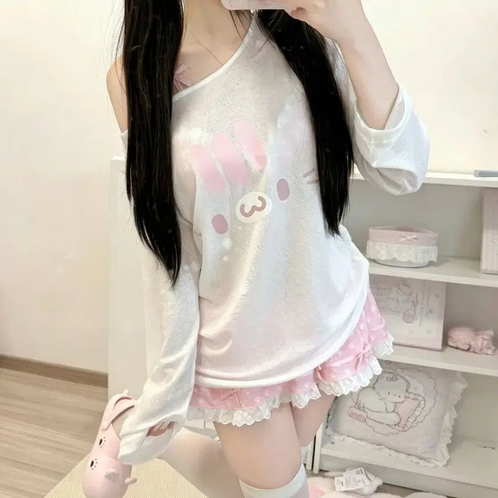 [BUNJANG] Sweet Candy Girl Oversized Windbreaker Long Sleeve T-Shirt (2 Colors) / 서브컬처 달콤 캔디걸 오버핏 바람막이 긴팔 티셔츠(2컬러)