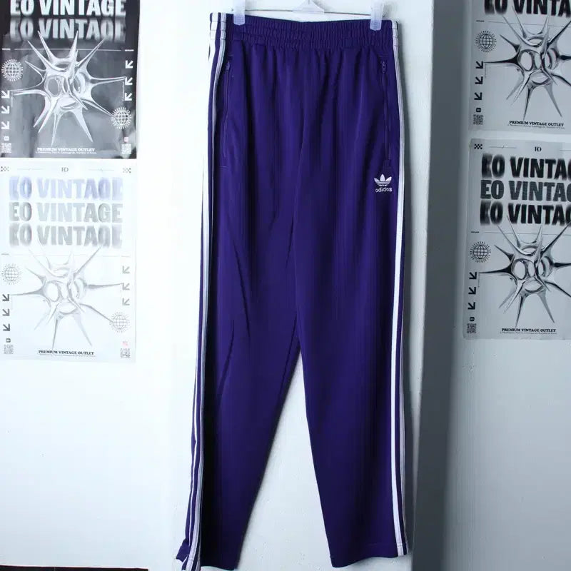[BUNJANG] Adidas Training Pants Original Faber Purple Three Stripes - 264E / (S-M) 아디다스 트레이닝복 바지 오리지널 파버 퍼플 삼선-264E
