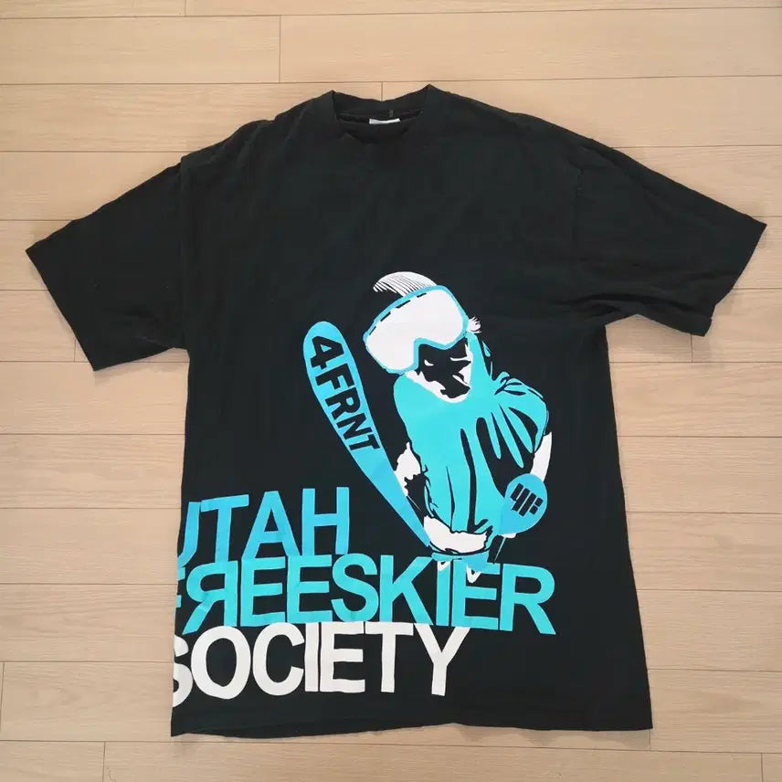 [BUNJANG] Y2K Vintage Oversized Ski Print T-Shirt Black / y2k 빈티지 오버핏 스키 프린팅 반팔티 블랙
