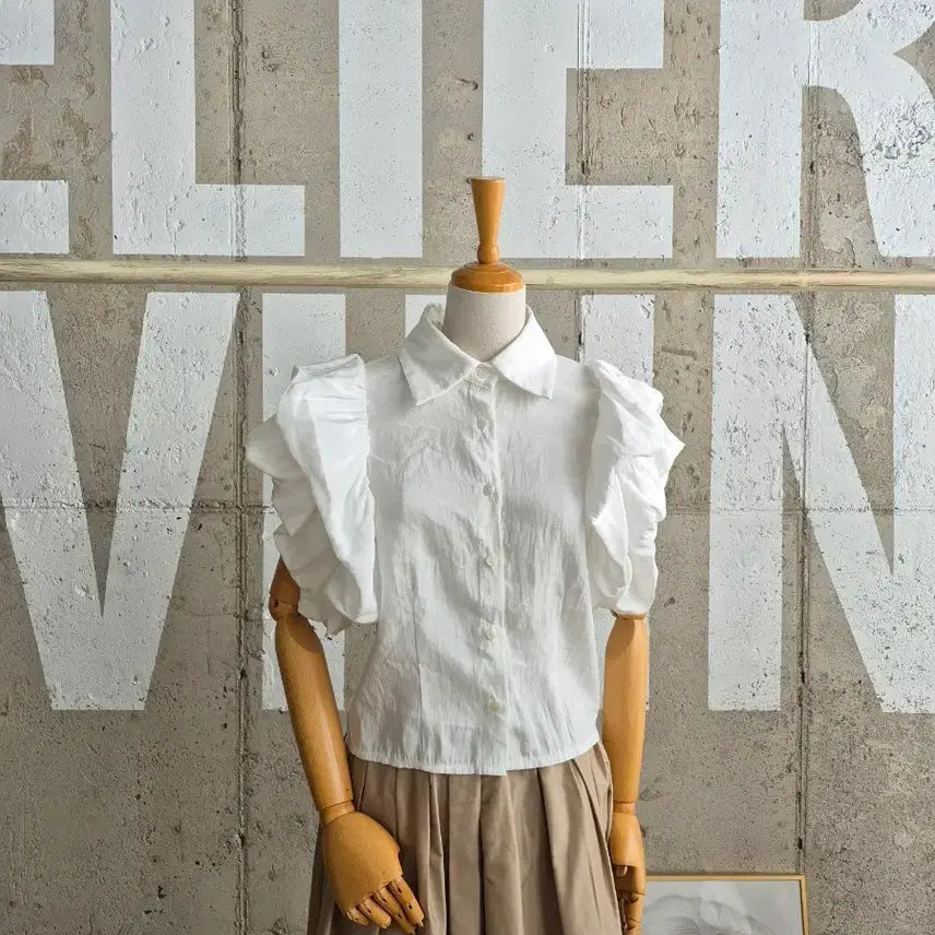 [BUNJANG] White Puff Short Sleeve Blouse / 화이트 퍼프 반팔 블라우스