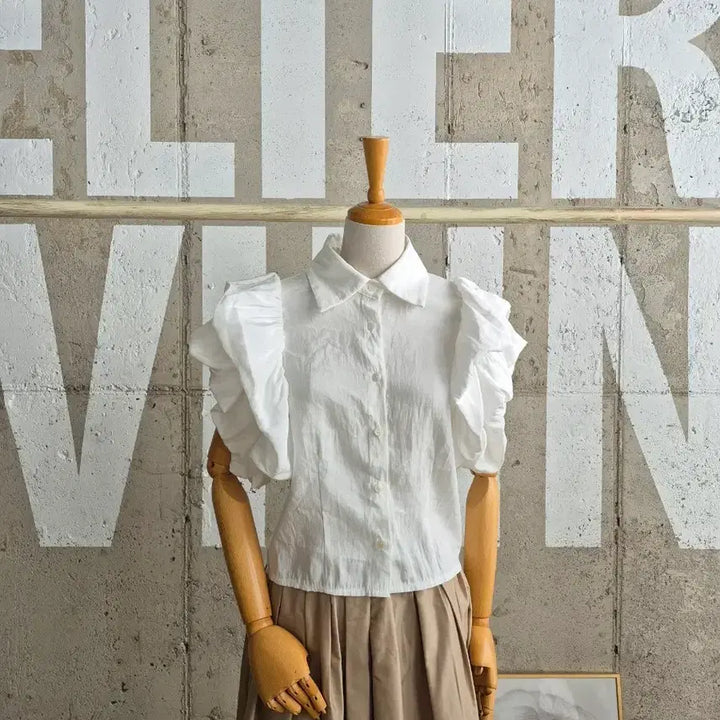 [BUNJANG] White Puff Short Sleeve Blouse / 화이트 퍼프 반팔 블라우스