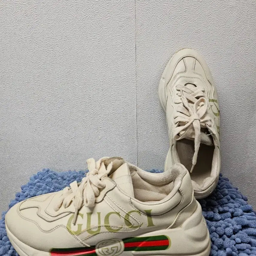 [BUNJANG] Gucci Rhyton Logo Sneaker Ivory Size 38 / 구찌 라이톤 띠로고 스니커즈 아이보리 38