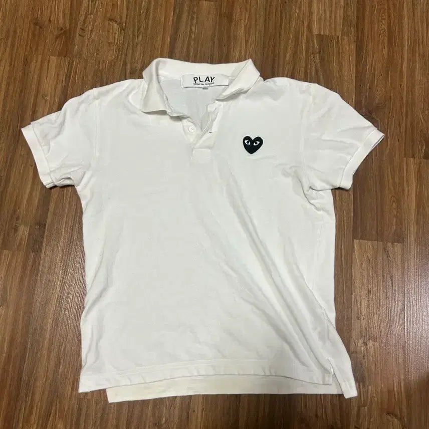 [BUNJANG] Comme des Garçons Play White T-shirt / 꼼데가르송 플레이 흰색 카라티셔츠 반팔