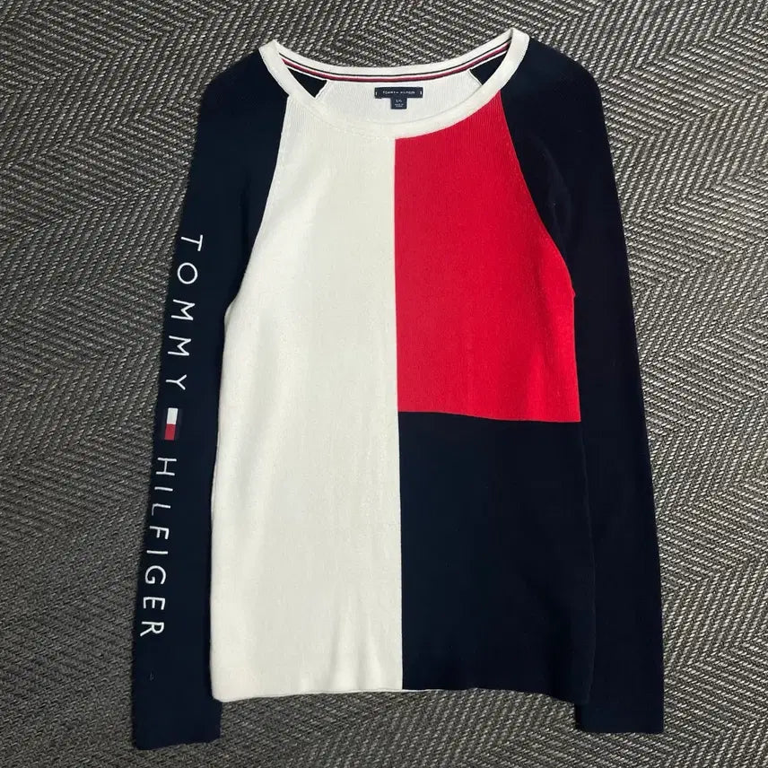 [BUNJANG] Tommy Hilfiger Archive Colorblock Cotton Knit Round Neck Sweater / 타미힐피거 아카이브 라운드 넥 컬러블록 코튼 니트y 5546