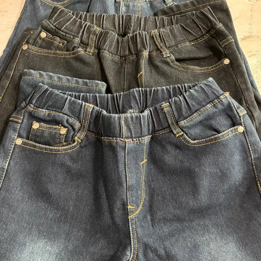 [BUNJANG] Womens Denim Pants 3-Piece Set / 밴딩 기모 청바지 데님 팬츠 3벌 세트