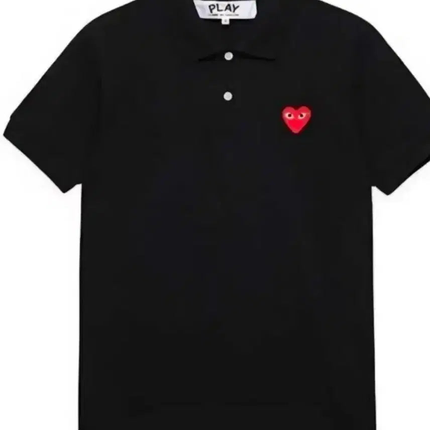 [BUNJANG] Comme des Garçons Polos with Red Heart Appliqué / 꼼데가르송 카라티.  블랙/화이트