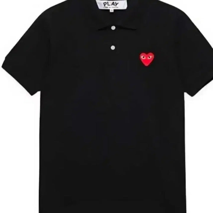 [BUNJANG] Comme des Garçons Polos with Red Heart Appliqué / 꼼데가르송 카라티.  블랙/화이트