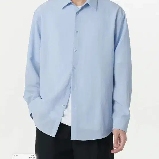 [BUNJANG] Musinsa Relaxed Linen-Like Shirt Sky Blue / 무신사 릴렉스드 린넨 라이크 셔츠  스카이 블루