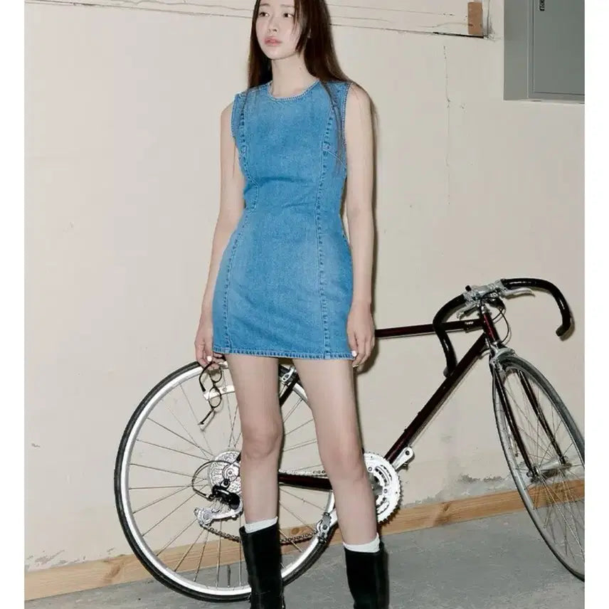 [BUNJANG] Plac Denim Tunic Dress / 플랙 데님 튜닉 원피스