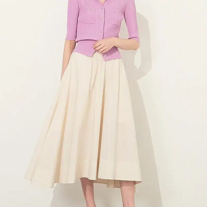 [BUNJANG] TIME by Hanseum Lettering Back-Banding Full Skirt / 한섬 타임 time 레터링 백밴딩 풀스커트