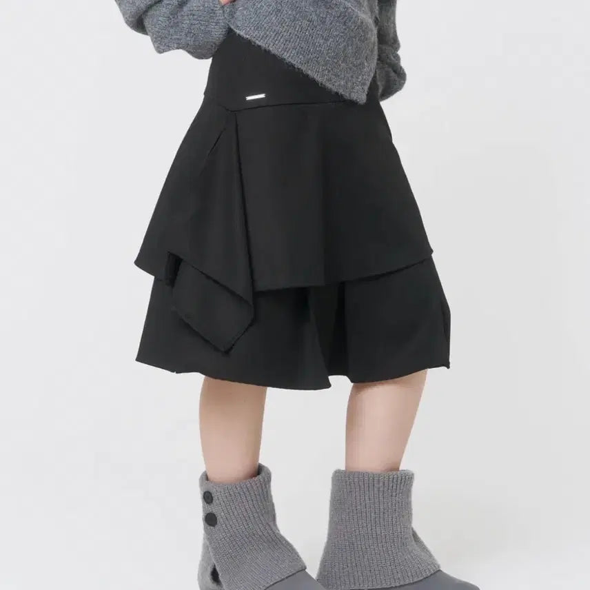 [BUNJANG] Miseki Seoul Say Layered Midi Skirt Black / 미세키서울 세이 레이어드 미디 스커트 블랙 (새상품)