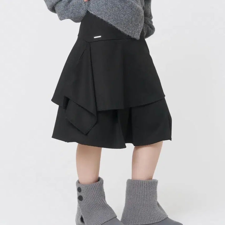 [BUNJANG] Miseki Seoul Say Layered Midi Skirt Black / 미세키서울 세이 레이어드 미디 스커트 블랙 (새상품)