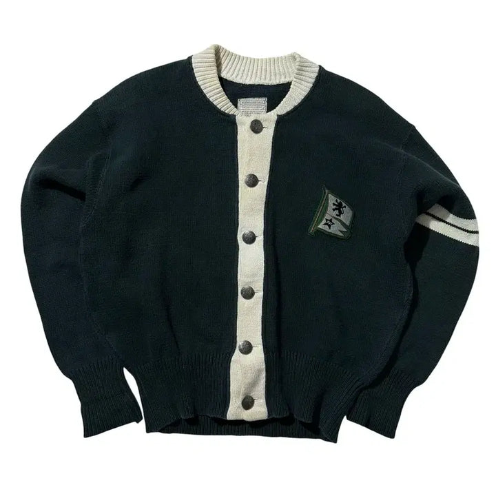 [BUNJANG] 45RPM Crest Applique Round Knit Cardigan / [여L-XL] 45RPM 크레스트 와펜 라운드 니트 가디건