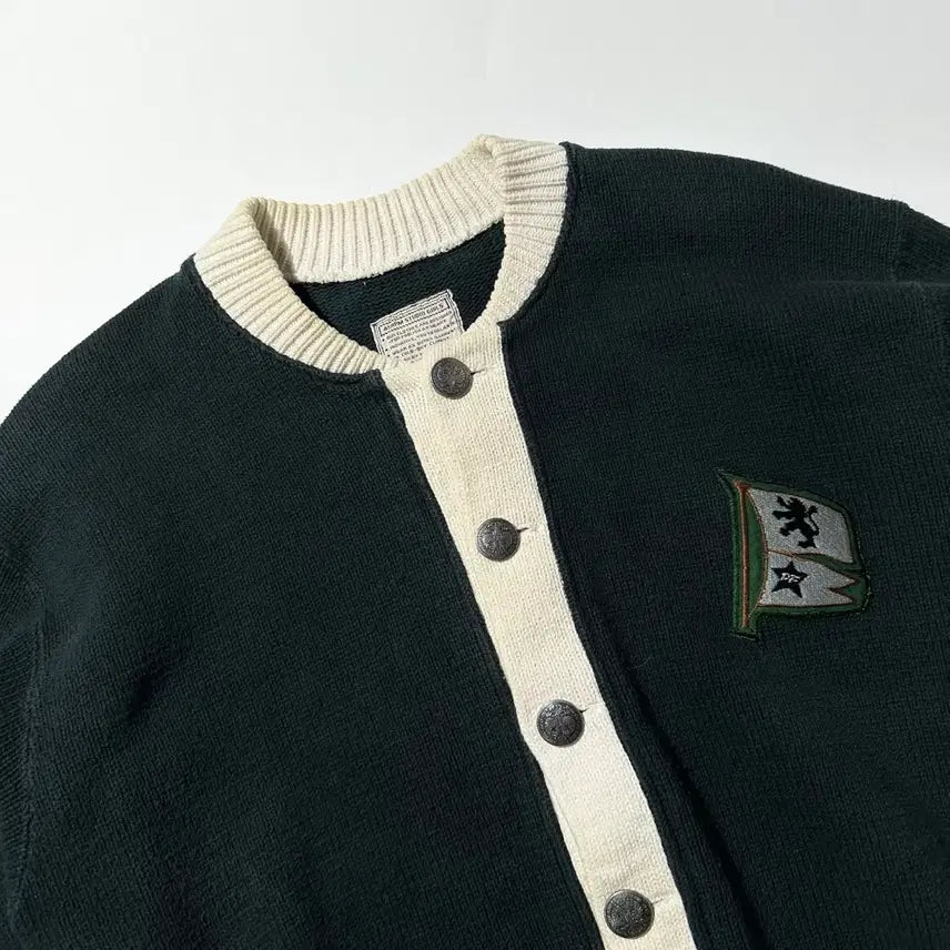 [BUNJANG] 45RPM Crest Applique Round Knit Cardigan / [여L-XL] 45RPM 크레스트 와펜 라운드 니트 가디건