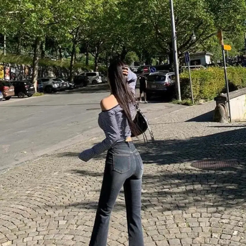 [BUNJANG] Pasteltime Deep Indigo Semi Bootcut High-Waist Pants M / 파스텔타임 딥진청 세미 부츠컷 하이웨스트 pt M