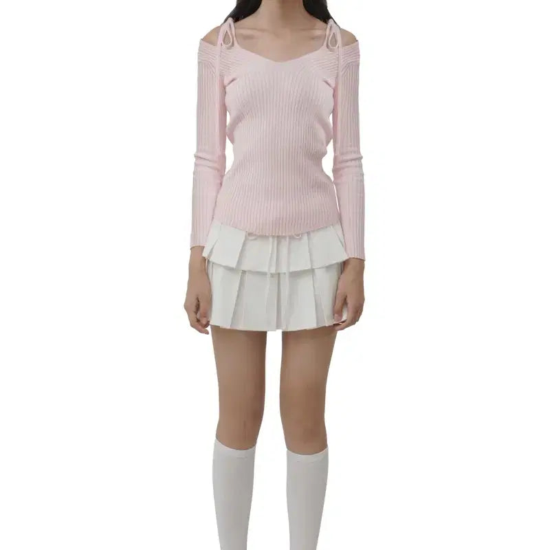 [BUNJANG] Kleesier Eclair Ribbon Knit Pink / 클리시어 kleesier 에클레어 리본 니트 핑크