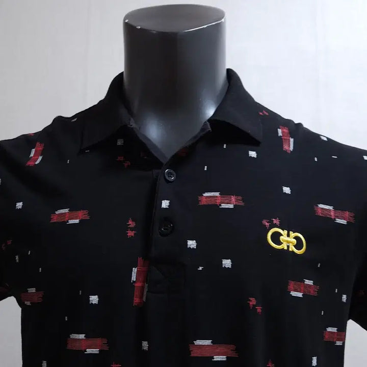 [BUNJANG] Salvatore Ferragamo Black Pattern Short Sleeve Polo T-Shirt / 살바토레 페라가모 블랙 패턴 반팔 폴로티 95