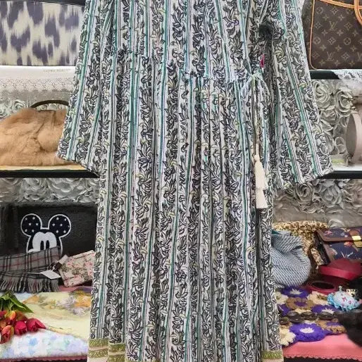 [BUNJANG] YUL Linen Blend Ethnic Wrap Style Long Dress / YUL 면 마 혼방 에스닉 랩스타일 롱원피스 프리사이즈 55 66 77
