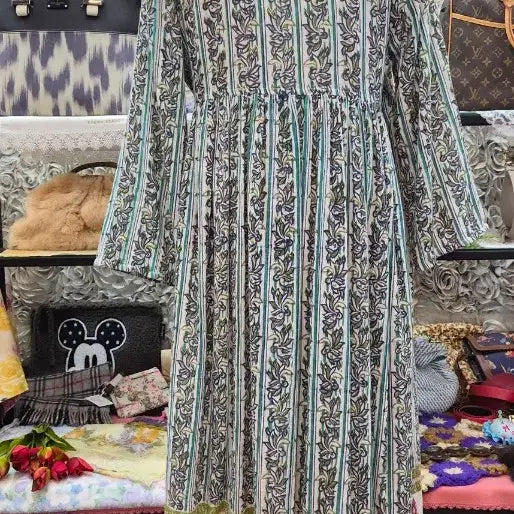 [BUNJANG] YUL Linen Blend Ethnic Wrap Style Long Dress / YUL 면 마 혼방 에스닉 랩스타일 롱원피스 프리사이즈 55 66 77