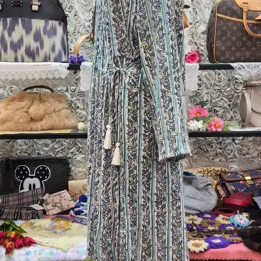 [BUNJANG] YUL Linen Blend Ethnic Wrap Style Long Dress / YUL 면 마 혼방 에스닉 랩스타일 롱원피스 프리사이즈 55 66 77