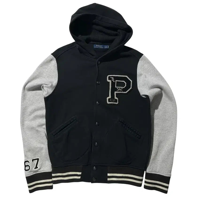 [BUNJANG] Polo Ralph Lauren Letterman Hooded Varsity Jacket / [S-M] 폴로 랄프로렌 레터맨 후드 바시티 자켓