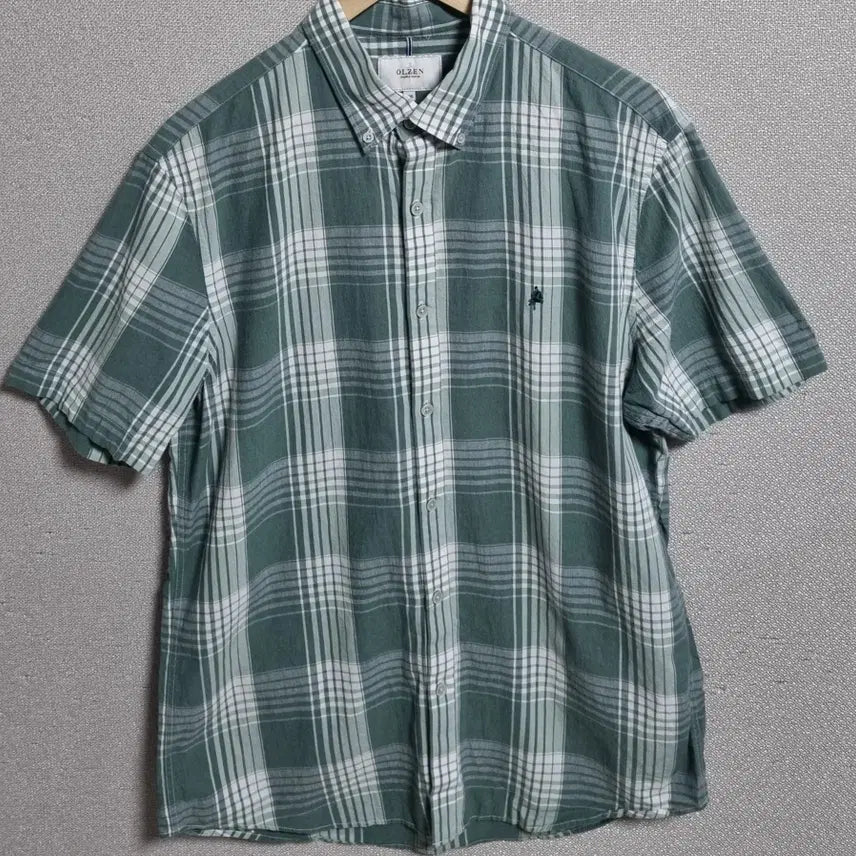 [BUNJANG] Olzen Green Check Short Sleeve Shirt / 105) 올젠 그린체크 반팔셔츠 남방