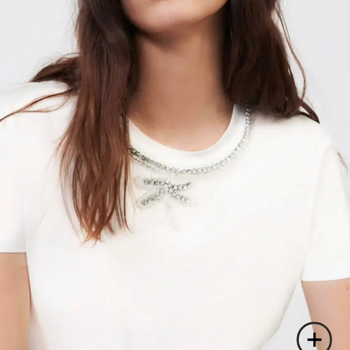 [BUNJANG] Maje Beaded White T-Shirt Size 2 / 마쥬  비즈  화이트 티셔츠 (2사이즈)