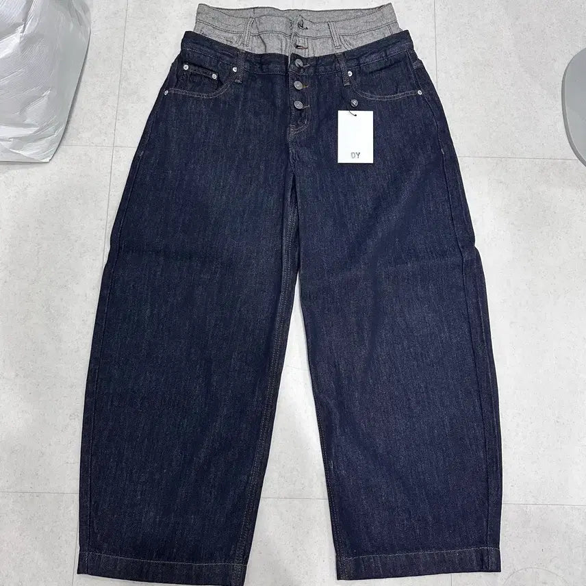 [BUNJANG] OWAY Layered Wide Pants Indigo S / 오와이 레이어드 와이드 팬츠 바지 인디고 S (새상품)