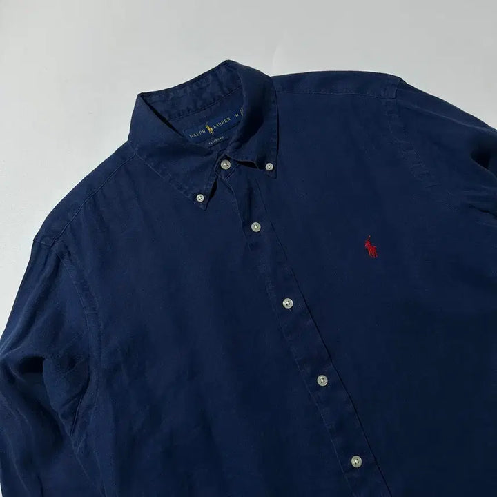 [BUNJANG] Polo Ralph Lauren Classic Fit Linen Shirt Navy / [M-L] 폴로 랄프로렌 클래식핏 린넨 셔츠 네이비