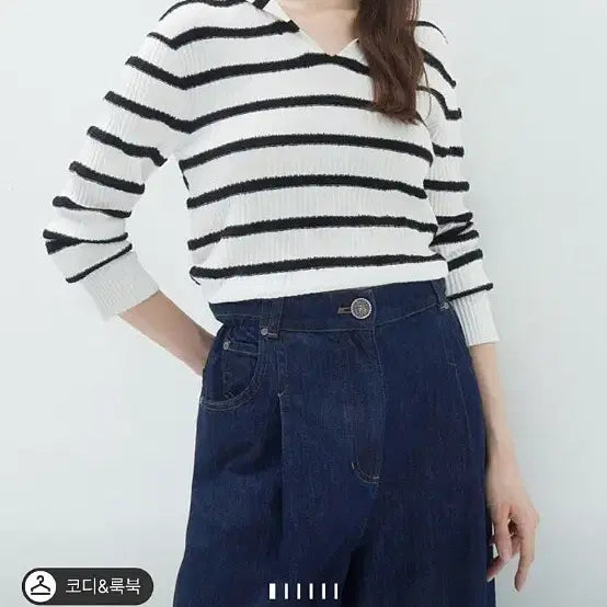 [BUNJANG] Mine Sailor Knit Top / 한섬 마인 MINE 세일러 니트 탑