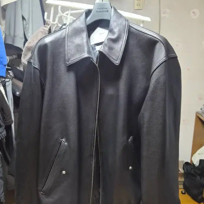 [BUNJANG] Dunst Unisex Lambskin Blouson Black XL / 던스트 유니섹스 램스킨 블루종 블랙 XL