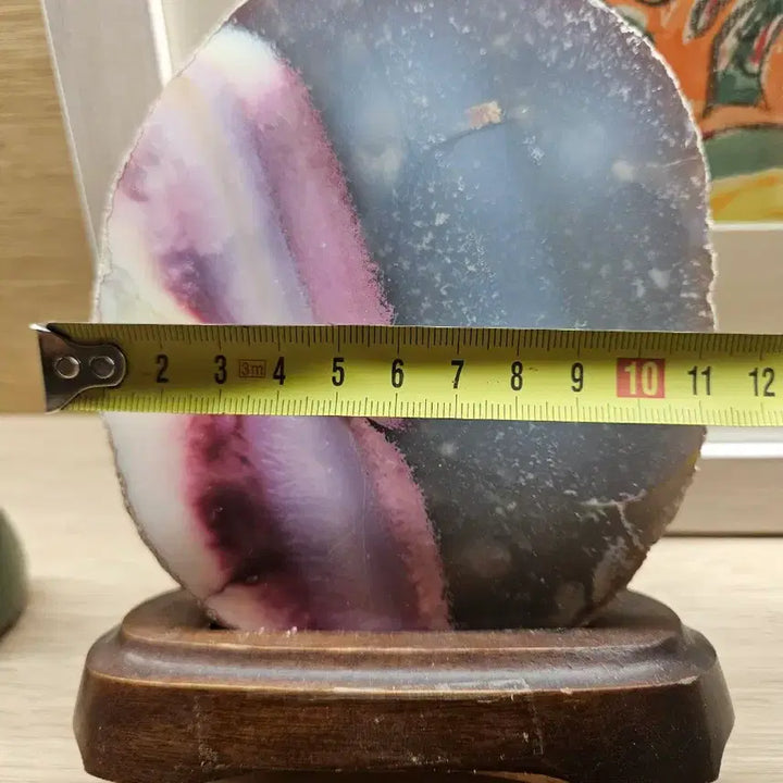 [BUNJANG] Natural Agate Stone Specimen with Wooden Stand / 천연 아게이트 원석 수석 광물