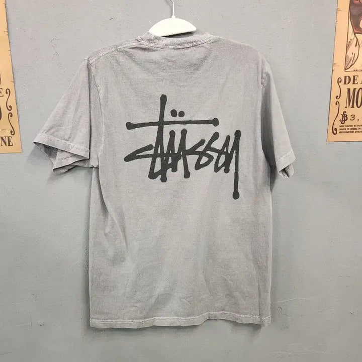 [BUNJANG] Stussy Washed Logo T-Shirt / 스투시 반팔 티셔츠 그레이 색상