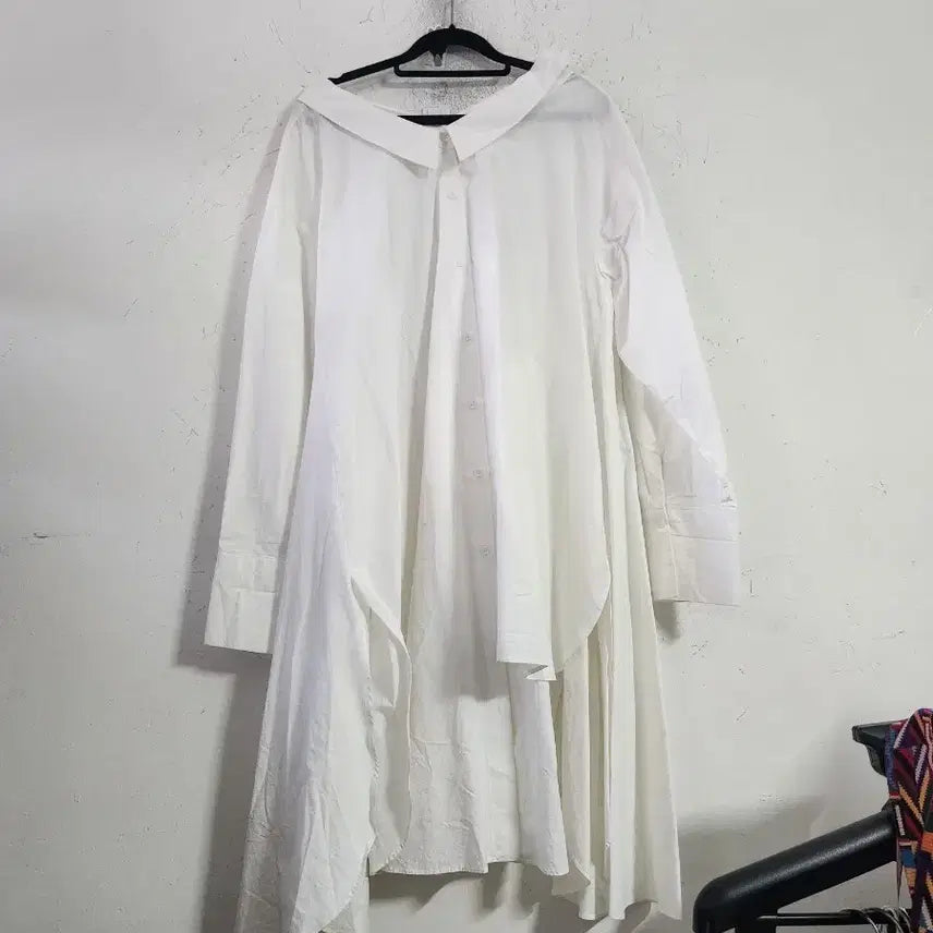 [BUNJANG] White Long Shirt Dress / 화이트 롱 셔츠 원피스