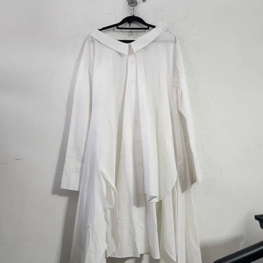 [BUNJANG] White Long Shirt Dress / 화이트 롱 셔츠 원피스