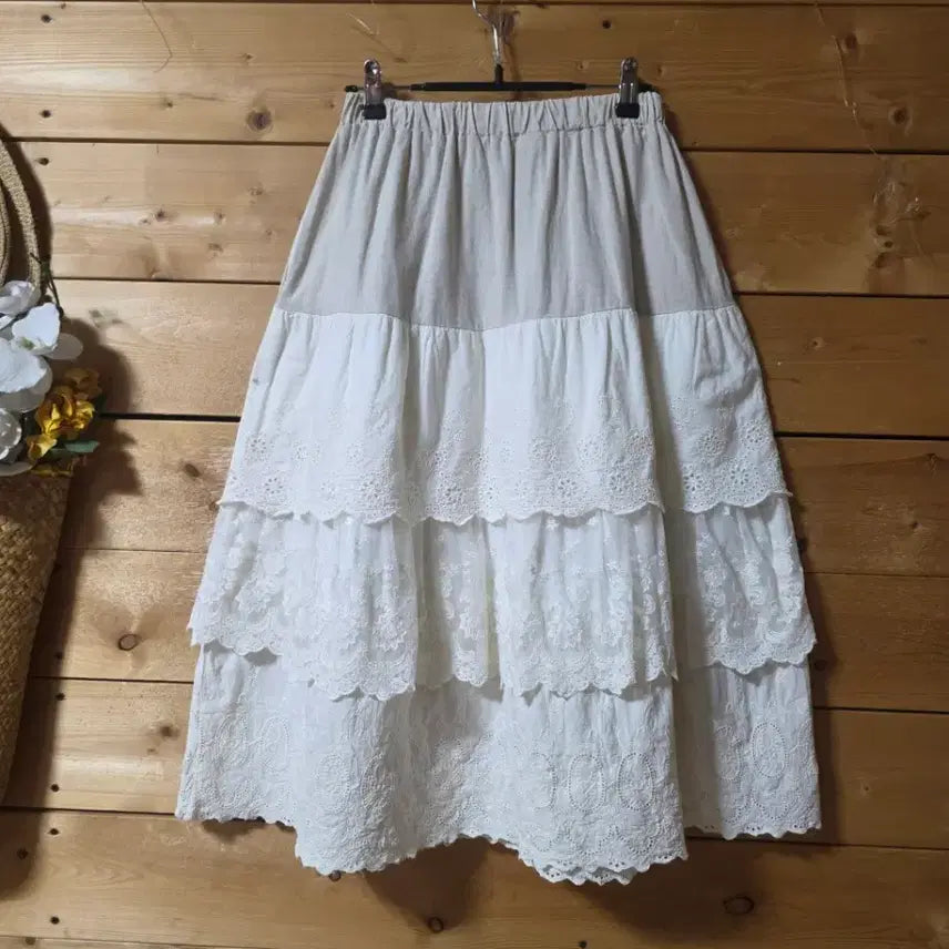 [BUNJANG] Cotton Blend Ruffle Skirt / 캉캉마혼방치마.