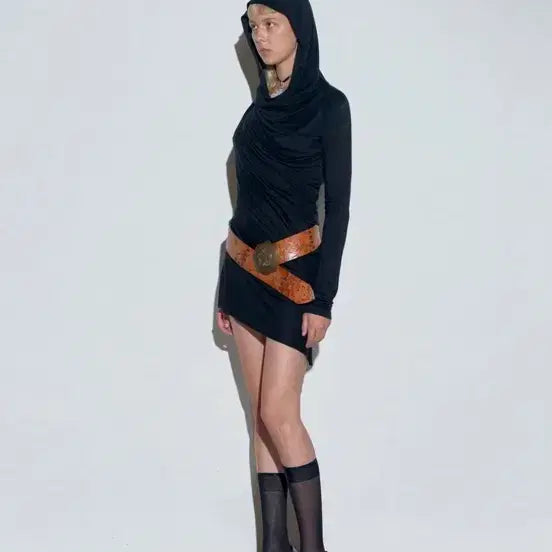 [BUNJANG] Sculptor Two Way Draped Hoodie Washed Black / 스컬프터 Two Way Draped Hoodie Washed Black