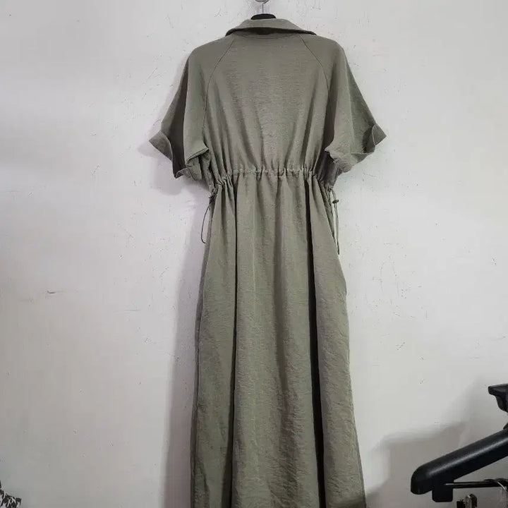 [BUNJANG] Khaki Short Sleeve Long Shirt Dress / 카키색 셔츠 롱 원피스 반팔