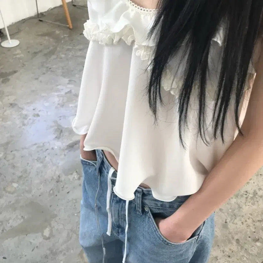 [BUNJANG] WE ARE Outfit Markedly Noff Breed London Plot Free Size Blouse / 새상품)위아 아키텍트 딥뮤즈 아웃핏 마크들리 노프  브리드 런던플랏
