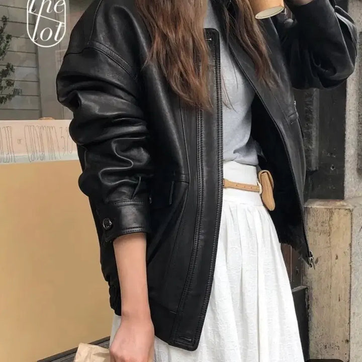 [BUNJANG] Overtake Lambskin Leather Jacket / 오버테이크 램스킨 가죽자켓