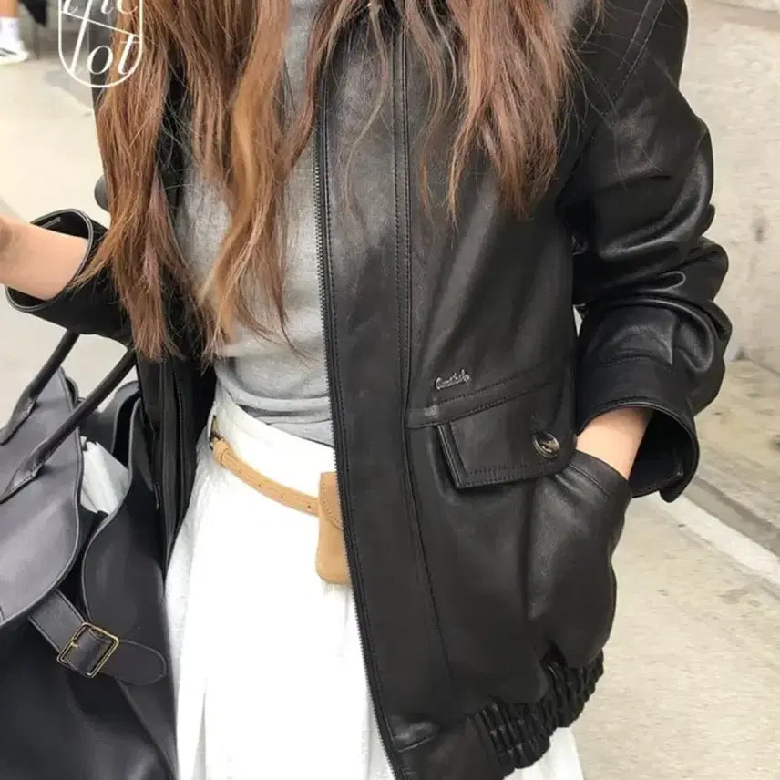 [BUNJANG] Overtake Lambskin Leather Jacket / 오버테이크 램스킨 가죽자켓
