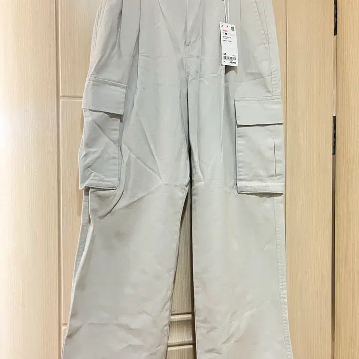 [BUNJANG] SPAO Cotton Wide Cargo Pants Cream M / 새상품 택)스파오 코튼 와이드 카고 팬츠 크림 M