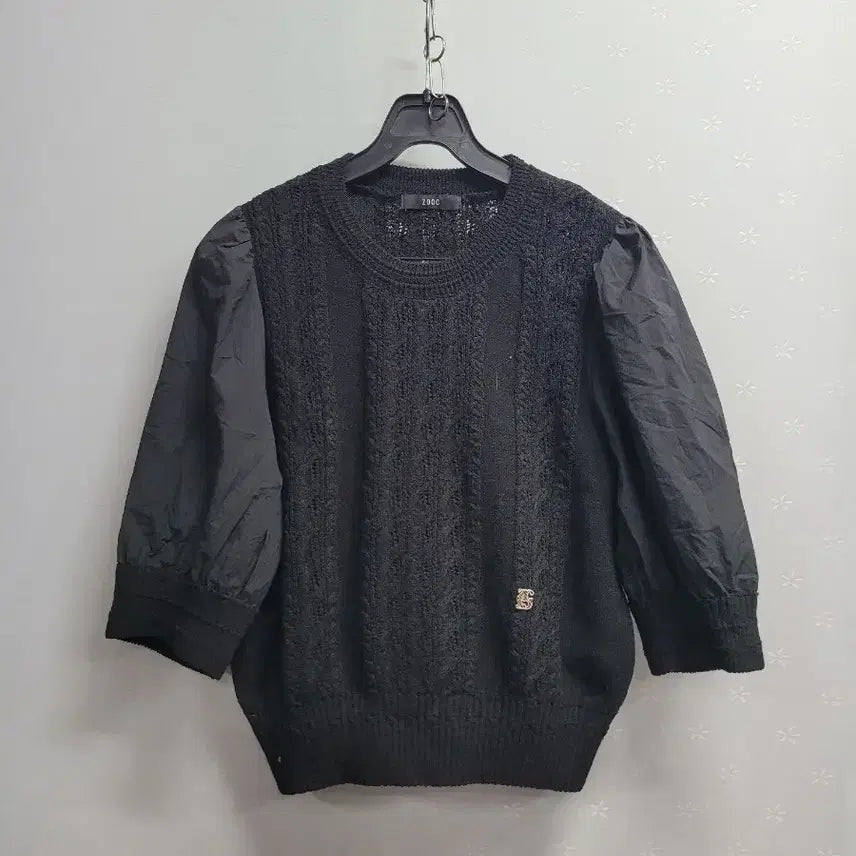 [SOLD OUT] 55~66)주크 블랙 니트 퍼프소매 블라우스