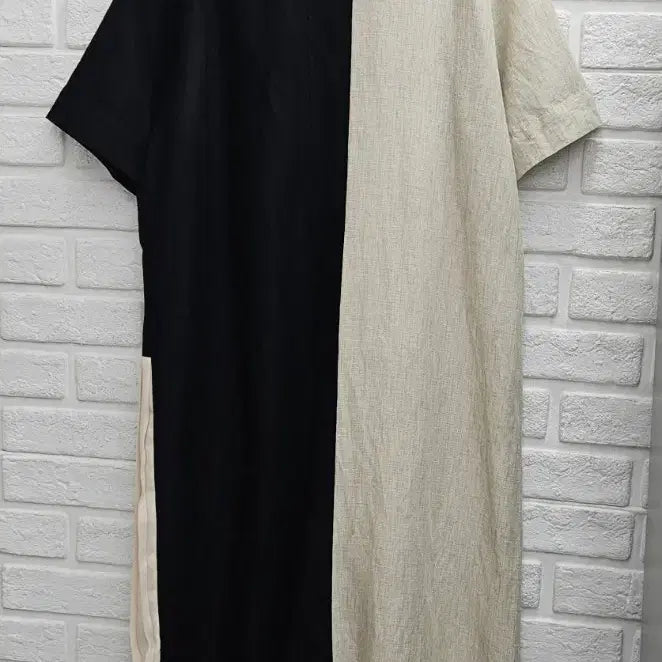 [BUNJANG] MANSION Colorblock Pleated Linen Long Dress / A4424  배색 플리츠 린넨 원피스(MANSION)
